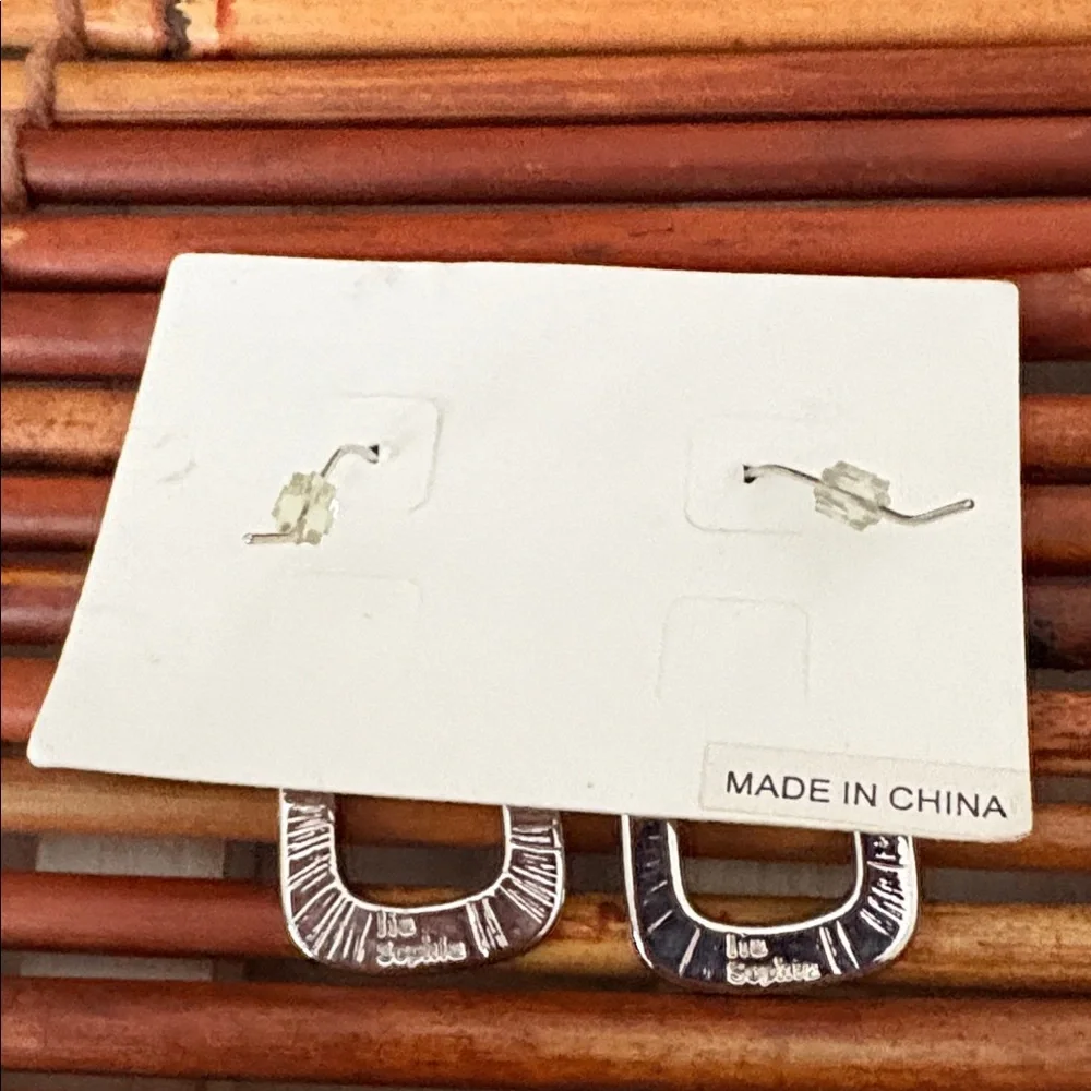 Lia Sophia Silver and Cream Geometric Earrings NWT